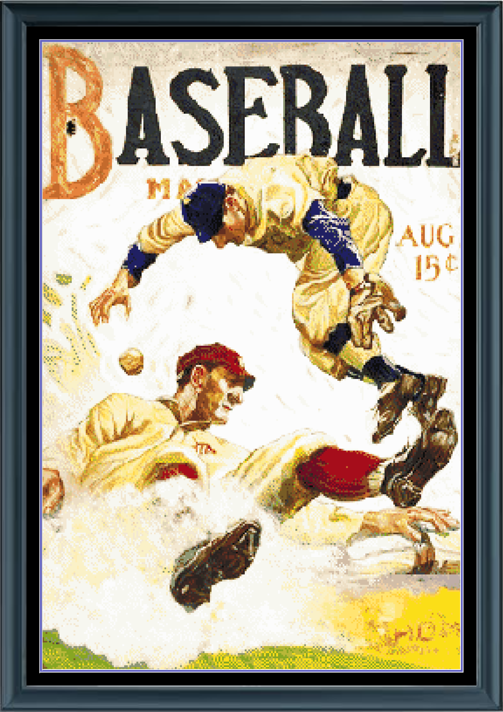Stitching Jules Design Cross Stitch Pattern Vintage Baseball Sports Full Coverage Large Counted Cross-Stitch Pattern Digital Download